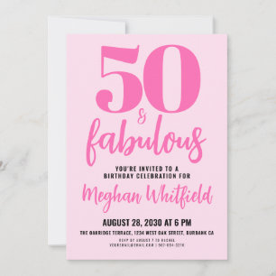 Fifty and Fabulous Blush Pink 50th Birthday Party Invitation