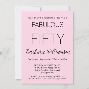 Fifty and Fabulous Blush Pink 50th Birthday Party  Invitation
