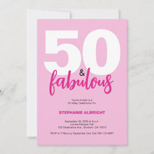 Fifty and Fabulous Blush Pink 50th Birthday Party Invitation