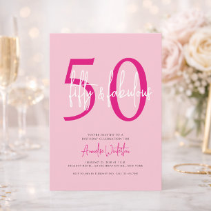 Fifty and Fabulous Blush Pink 50th Birthday Party  Invitation