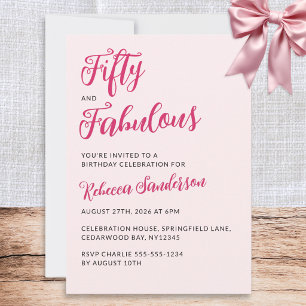 Fifty and Fabulous Blush Pink 50th Birthday Party  Invitation