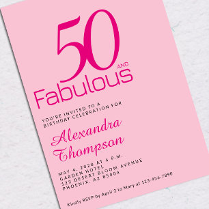 Fifty and Fabulous Blush Pink 50th Birthday Party Invitation