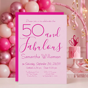 Fifty and Fabulous Blush Pink 50th Birthday Party Invitation