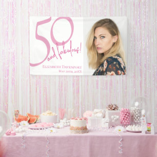 Fifty and Fabulous Bold Photo 50th Birthday Party Banner