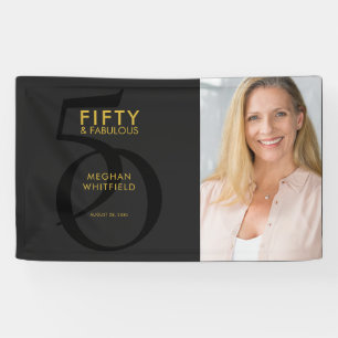 Fifty and Fabulous Bold Photo 50th Birthday Party Banner