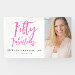 Fifty and Fabulous Bold Photo 50th Birthday Party Banner