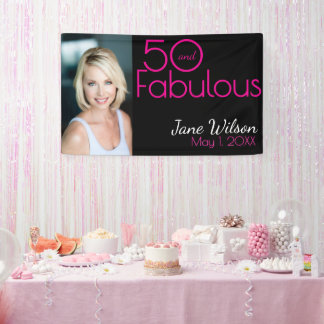 Fifty and Fabulous Bold Photo 50th Birthday Party Banner