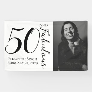 Fifty and Fabulous Bold Photo 50th Birthday Party Banner