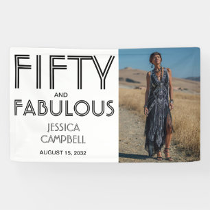 Fifty and Fabulous Bold Photo 50th Birthday Party Banner