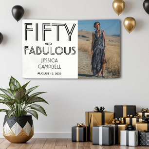 Fifty and Fabulous Bold Photo 50th Birthday Party Banner