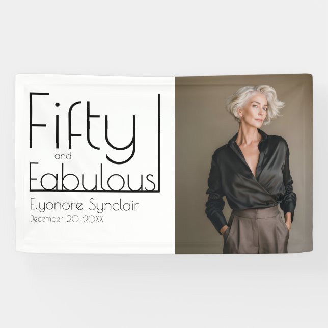 Fifty and Fabulous Bold Photo 50th Birthday Party Banner (Horizontal)