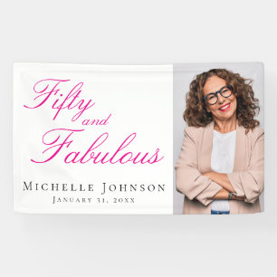 Fifty and Fabulous Bold Photo 50th Birthday Party Banner