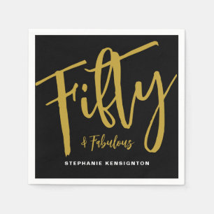Fifty and Fabulous Bold Script 50th Birthday Party Napkin