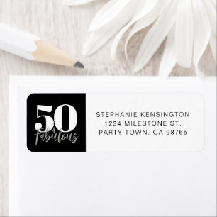 Fifty and Fabulous Bold Script 50th Birthday Party Return Address Label