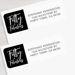 Fifty and Fabulous Bold Script 50th Birthday Party Return Address Label