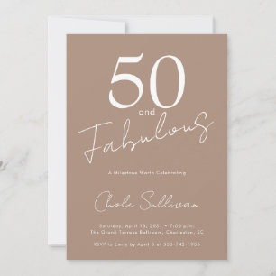 Fifty and Fabulous Brown 50th Birthday Party Invitation
