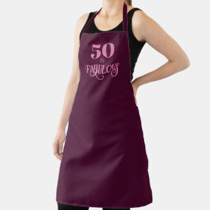 Fifty and Fabulous Burgundy Birthday Party Apron