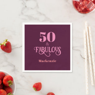 Fifty and Fabulous Burgundy Birthday Party Napkin