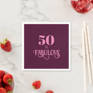 Fifty and Fabulous Burgundy Birthday Party Napkin