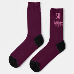 Fifty and Fabulous Burgundy Birthday Socks
