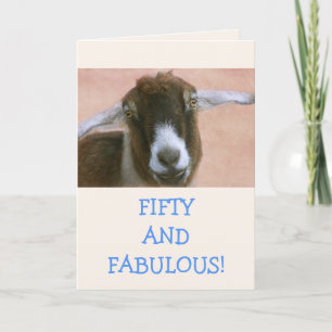 FIFTY AND FABULOUS Cute Goat Birthday Card