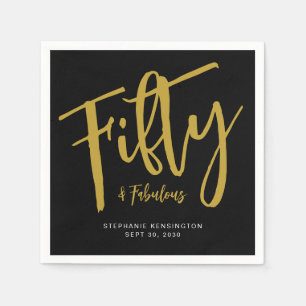 Fifty and Fabulous Date Name 50th Birthday Party Napkin