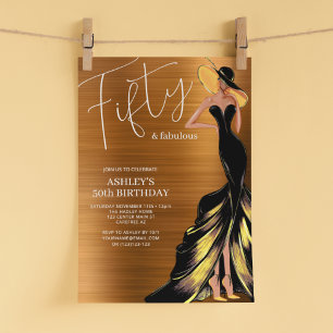 Fifty and Fabulous Elegant 50th Birthday Invitation