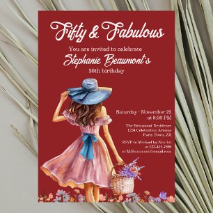 Fifty and Fabulous Elegant Woman's  50th Birthday  Invitation