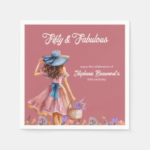 Fifty and Fabulous Elegant Woman's 50th Birthday Napkin