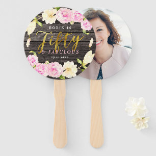 Fifty and Fabulous Floral 50th Birthday Hand Fan