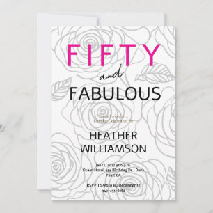 Fifty and Fabulous Floral 50th Birthday Invitation