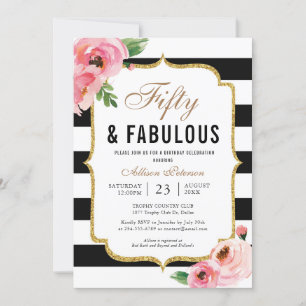 Fifty and Fabulous Floral 50th Birthday Party Invitation