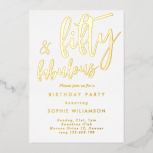 Fifty and fabulous gold foiled birthday
