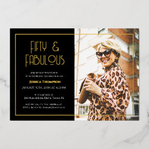 Fifty and Fabulous Gold Text Photo 50th Birthday