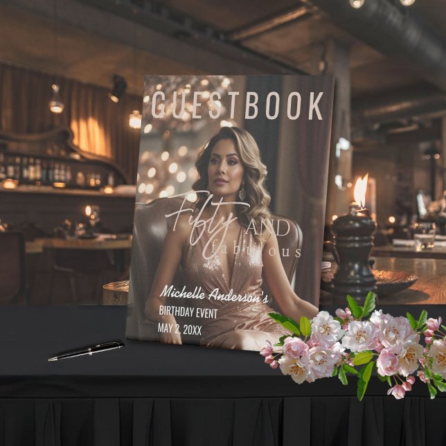 Fifty and Fabulous Guest Book Pedestal Sign (Creator Uploaded)