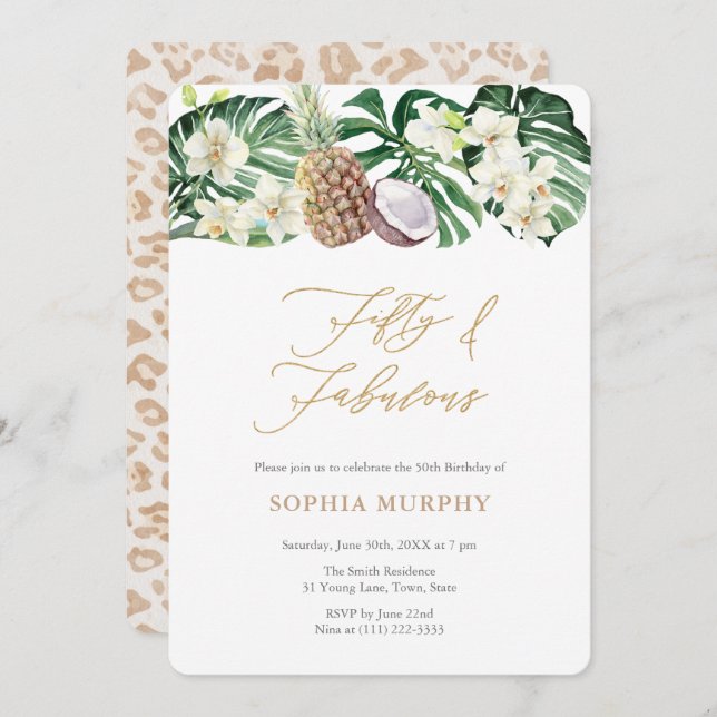 Fifty and Fabulous Jungle 50th Birthday Party Invitation (Front/Back)