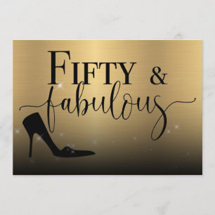 Fifty and Fabulous Metallic Gold Birthday Party Invitation