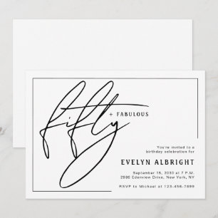 Fifty and Fabulous Minimal 50th Birthday Party Invitation