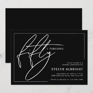 Fifty and Fabulous Minimal 50th Birthday Party Invitation
