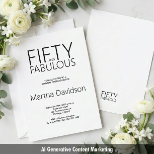 Fifty and Fabulous Minimal Modern 50th Birthday Invitation