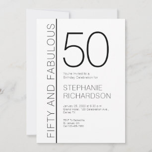 Fifty and Fabulous Modern 50th Birthday Party Invitation