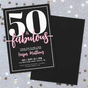 Fifty And Fabulous Modern 50th Birthday Party Invitation