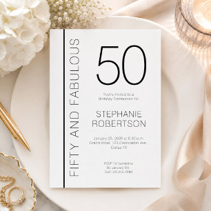 Fifty and Fabulous Modern 50th Birthday Party Invitation