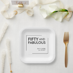 Fifty and Fabulous Modern 50th Birthday Party Paper Plate
