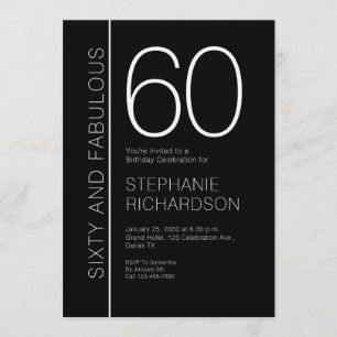 Fifty and Fabulous Modern 60th Birthday Party Invitation