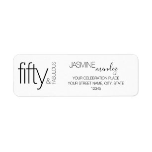 Fifty and Fabulous Modern Black and White Address Return Address Label