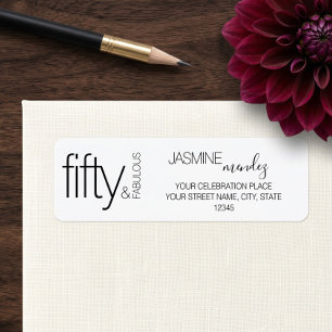 Fifty and Fabulous Modern Black and White Address Return Address Label