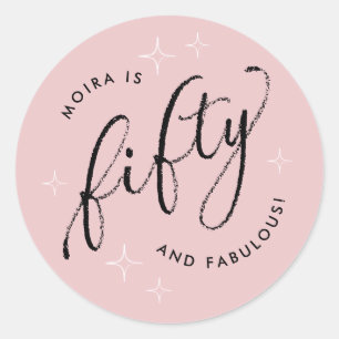 Fifty and Fabulous Modern Dusty Pink 50th Birthday Classic Round Sticker