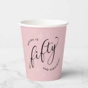 Fifty and Fabulous Modern Dusty Pink 50th Birthday Paper Cups