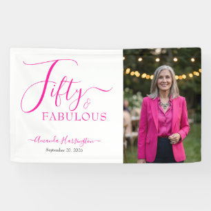 Fifty and Fabulous Name 50th Birthday Party Banner
